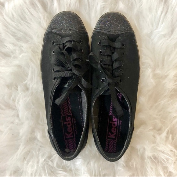 Keds Black Glitter Canvas Shoes‎ Sz 6.5 - Picture 4 of 6